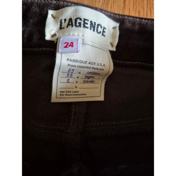 L'AGENCE Stevie High Rise Straight Velvet Pants Jeans Stretchy Brown Sz 24-25 - Picture 6 of 9